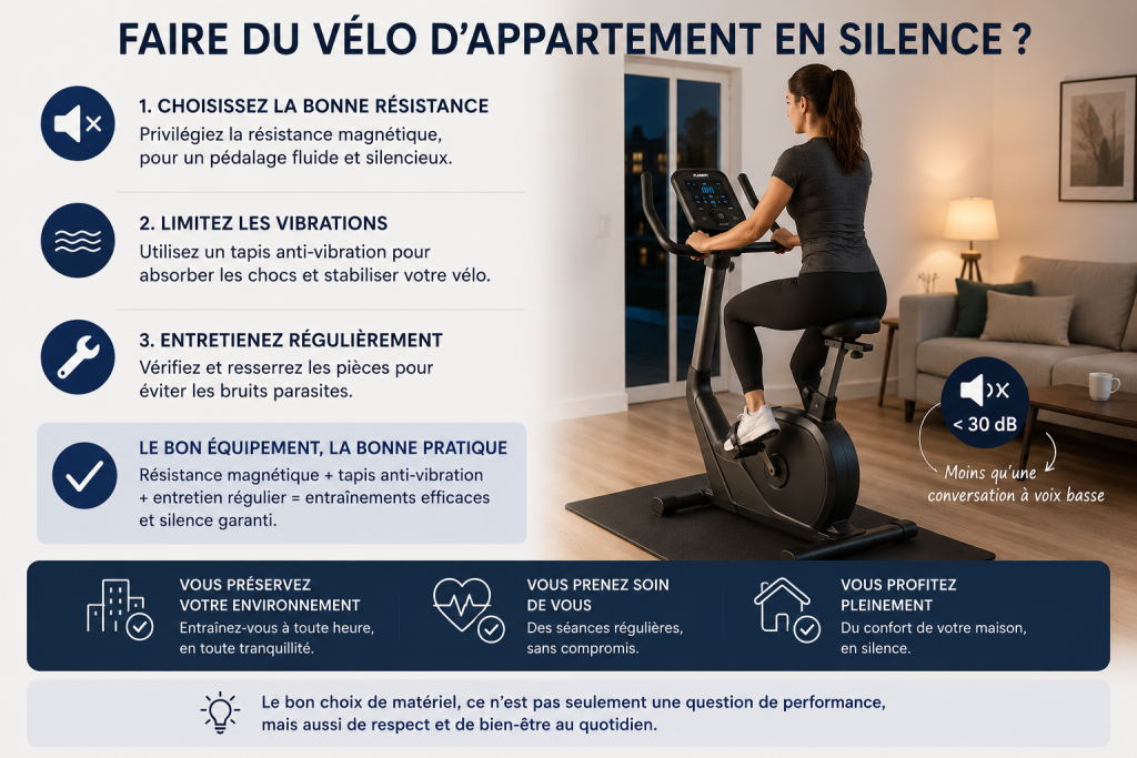 Faire du vélo d'appartement sans bruit